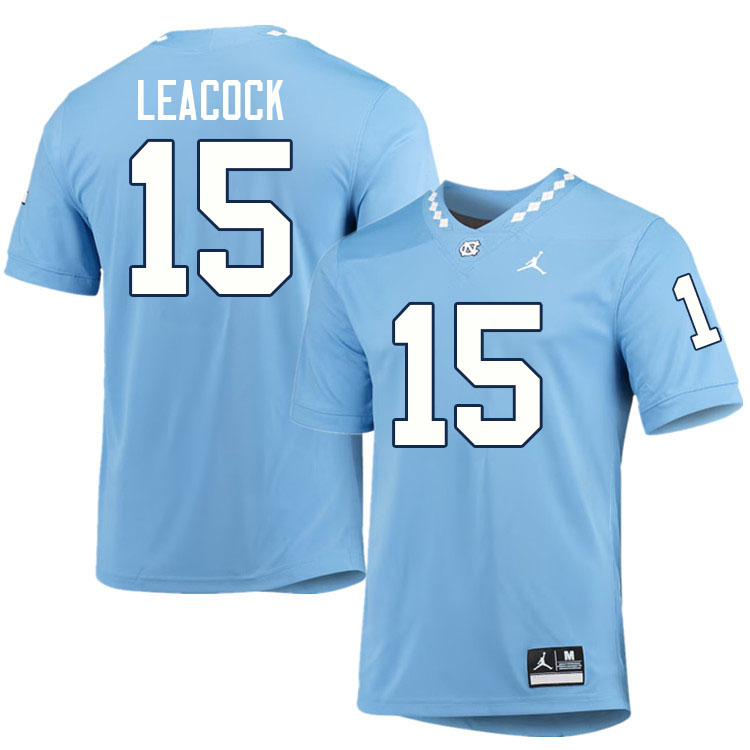 #15 Nathan Leacock North Carolina Tar Heels College Football Jersey Stitched-Carolina Blue